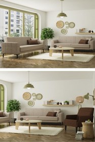 Resim Modalife Mitra 3+3+1 Salon&oturma Odası Koltuk Takımı - Krem&Kahve 