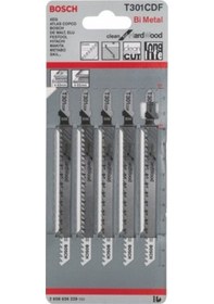 Resim Bosch T 301 CDF Clean For Hard Wood Dekupaj Testeresi Bıçağı 5'Li - 2608636229 