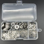 Resim 225/375 adet Paslanmaz Çelik Düz Yıkama, Vidalar ve Civatalar için Kullanılır, Çamurluk Yıkama Sınıflandırma Kiti, Çeşitli Donanım Kilit Metal Yıkama Kiti M2 M2.5 M3 M4 M5 M6 M8 M10 Ev, Fabrika için 