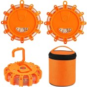 Resim Pshcooe 3 Paket LED Yol Fişekleri Acil Durum Işıkları Yol Kenarı Uyarı Güvenlik Diski Beacon Yanıp Sönen Flare Kiti, Yuvarlak (Yurt Dışından) 