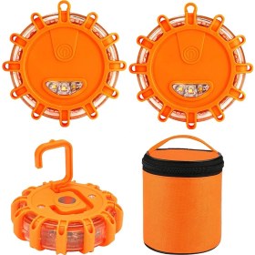 Resim Serendipitous 3 Paket LED Yol Fişekleri Acil Durum Işıkları Yol Kenarı Uyarı Güvenlik Diski Beacon Yanıp Sönen Flare Kiti, Yuvarlak (Yurt Dışından) 