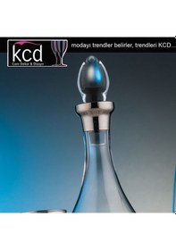 Resim Kcd Soprano Platin Dekor Yaldızlı Desenli Kapaklı Cam Şişe Sürahi 