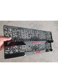 Resim Honda Cıvıc Kabartma Yazılı Takmatik Pleksi Plakalık 2 Adet 3d Piano Black 