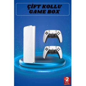 Resim 3D Çift Oyun Kollu 4K Hd Ekran Nostaljik 20.000 Oyunlu Beyaz Game Box 