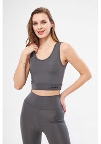 Resim Lesa Wear Halter Yaka Spor Sütyeni Crop Top Füme 