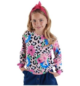 Resim Denokids Çiçekli Leopar Kız Çocuk Sweatshirt Renkli 