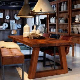 Resim KUMİ Ahşap Yemek Masası / Ağaç Toplantı Masası - Çalışma Masası 
