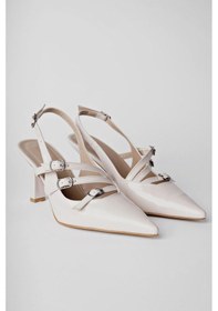 Resim Muggo Kidman Garantili Arkası Açık Kemer Detaylı Üç Bantlı Rugan Kadın Topuklu Ayakkabı 001 