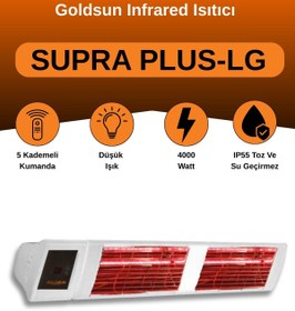 Resim GOLDSUN Supra Plus 4000 Watt GSS40PLG Düşük Işık Kumandalı Suya Dayanıklı Elektrikli İnfrared Isıtıcı-Beyaz 
