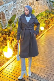Resim lamelif Omuz Filetolu Kol Apoletli Kaşe Kaban Antrasit 