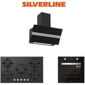 Resim Silverline Siyah Cam Ankastre Set (3472 Bold 60+cs5364b01+bo6502b02) 