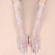 Resim Düğünler ve Resmi Etkinlikler için Şık Uzun Siyah Dantel Eldivenler - Çiçek Deseni, File Kumaş, Dekoratif Manşet Tasarımı, Gelinler ve Özel Günler için Mükemmel, Düğün Aksesuarları | Çiçek Dantel Eldivenler | File Kumaş Eldivenler 