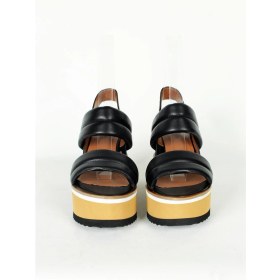 Resim Elisse Shoes Dolgu Topuklu Deri Sandalet 