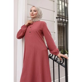 Resim Missvalle Düğmeli Tesettür Takım Gül Kurusu MSV10358 