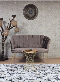 Resim Zafir İkili Gold Kaplama Tel Ayak Papatya Çay Seti Koltuk Takımı , Balkon, Salon, Ofis, Cafe Koltuk Takımı Kahverengi 