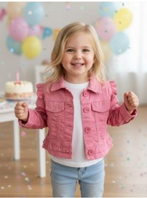 Resim Kız Bebek Cep Detaylı İnce Mevsimlik Ceket-15992 Pembe 