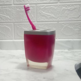 Resim 2 Adet Diş Fırçalık Gri Pembe Poliresin 8x4x11cm Banyo Seti Çok Renkli 