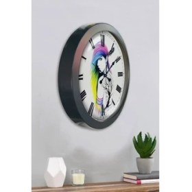 Resim Bahat Salon Ofis Duvar Saati Gri Metal Çerçeve 36 cm 