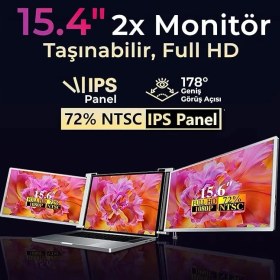Resim NPM20 15.4" Fhd 1080P IPS Type-C Taşınabilir Dizüstü 2'li Monitör Çoklayıcı Notebook Monitör 