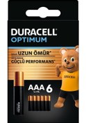 Resim Duracell Optimum AAA Alkalin İnce Kalem Piller 1.5 V LR03/MN2400 6’lı Paket 