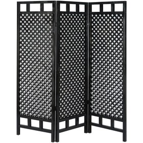 Resim WOODENSA Ahşap Paravan Seperatör Oda Bölücü Ayırıcı 3 Kanat Siyah 