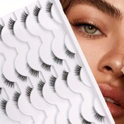 Resim 14 Çift Paket Yarım Bant Sahte Kirpik Seti, Karma Stiller: Yumuşak, Bebek, Kostüm, Kedi Gözü, C/D Burulma, Uzunluklar 6-15mm, Alkol İçermeyen, Faux Vurgu Kirpikleri için 