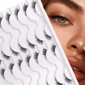 Resim 14 Çift Paket Yarım Bant Sahte Kirpik Seti, Karma Stiller: Yumuşak, Bebek, Kostüm, Kedi Gözü, C/D Burulma, Uzunluklar 6-15mm, Alkol İçermeyen, Faux Vurgu Kirpikleri için 