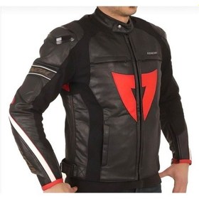 Resim D1 Motosiklet Montu Deri 4 Mevsim Leather Racing Mont Siyah-kırmızı 