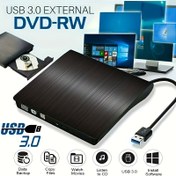 Resim USB 3.0 Dış CD/DVD RW Sürücüsü, Slim Taşınabilir Yakıcı Okuyucu Oyuncu Dizüstü PC için, USB 3.0 ve USB C Kablosu ile Uyumlu, Pil Dahil Değil 