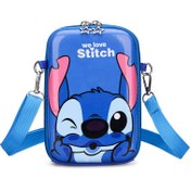 Resim Bir Stitch Karikatür Çantası, PVC Malzeme, Ayarlanabilir Omuz Askısı, Fermuar Kapatma, Polyester Astar, Elde Yıkanabilir, Doğum Günü Hediyesi Olarak Mükemmel. 