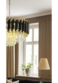 Resim Kuvars Model Gold Kaplama Şık Tarz Kristal Salon Oturma Yemek Odası Hol Antre Avize Gold Kaplama 