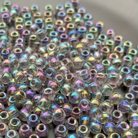 Resim 130 adet Premium 4mm Iridescent Cam Boncuklar, Ultra-Şeffaf Gökkuşağı Etkisi - DIY Bileklikler, Küpeler & Takı Yapımı için İdeal, 10g Paket, Bilezikler için Süsler 
