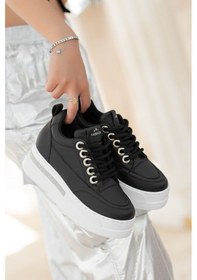 Resim Lulu Siyah Cilt Beyaz Tabanlı Bağcıklı Spor Ayakkabı Renk Çok Renkli 