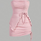 Resim Şık Ön Bağcıklı Korse ve Bodycon Etek İki Parça Takım 