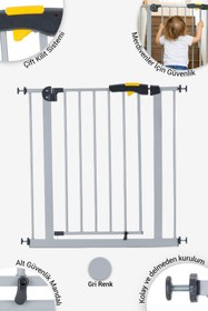 Resim Wellgro Çocuk Güvenlik Kapısı Merdiven Korkuluğu 75-80 cm arası için uygun - Gri 