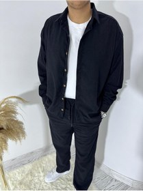 Resim La Boum Kadife Gömlek Pantalon İkili Takım - Rahat Kesim Gri 