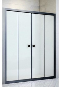 Resim Durul Duşakabin Duvardan Duvara Ön Cephe 4Mm Buzlu Siyah Pro... Siyah 