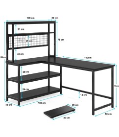 Resim Faween 84010 140CM Oyuncu Masası Çalışma Masası Bilgisayar Masası Ders Laptop Siyah 
