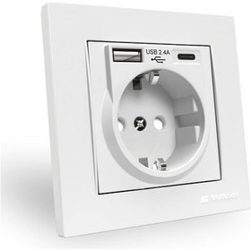 Resim Rita Usb +type-c Li Topraklı Priz Beyaz Çerçeveli 