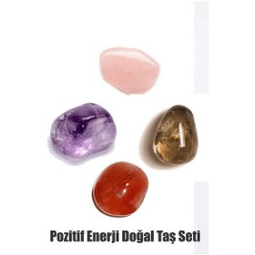 Resim Pozitif Enerji Doğal Taş Kütle Seti - Akik Pembe Kuvars Dumanlı K 