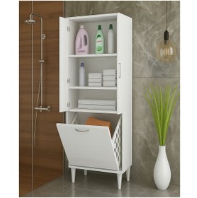 Resim Bygolden Kirli Çamaşır Sepetli 2 Kapaklı Çok Amaçlı Dolap 