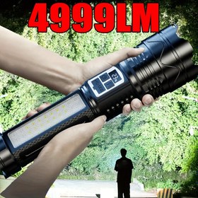 Resim 4999LM Süper El Feneri, Yüksek Güçlü LED Taktik El Feneri, Dahili Bataryalı, Şarj Edilebilir Taşınabilir Fener, Açık Hava Çalışması, Avcılık, Balıkçılık ve Daha Fazlası İçin, El Feneri Şarj Edilebilir, El Feneri Şarj Edilebilir, El Feneri Usb 