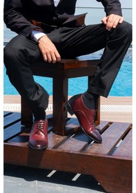 Resim Bordo Oxford Model +7cm Boy Uzatan Gizli Topuk Erkek Ayakkabı 