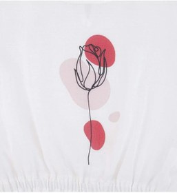 Resim best kids Kız Çocuk Ekru Baskılı Belden Lastikli Crop Bluz 12175 - EKRU / 2 yaş 