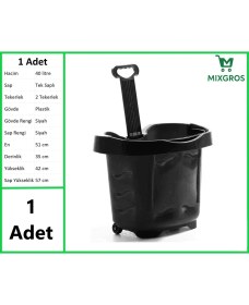 Resim Tekerlekli Plastik Market Alışveriş El Sepeti 40 Litre Siyah 1 Adet 
