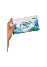 Resim Positive Lotus Çiçeği Kalem Kutusu Yıkanabilir Bez Kalemlik 