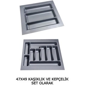 Resim 2'li Gri Renk Çekmece Içi Kaşıklık Ve Kepçelik 47x49 Cm Set Olarak 43x40 Ölçülerine Kesilebilir Gri 