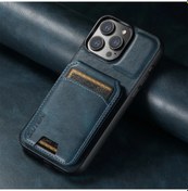 Resim Chenkestoreone Suteni Premium Sahte Deri Kartlık İphone 12 Mavi Cüzdan 