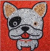 Resim Yifomall Küçükler İçin 15x15cm Tam Taşlı Dıy El Sanatı: Boğa Köpeği Desenli Alışveriş Tahtası 