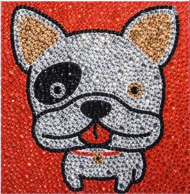 Resim Yifomall Küçükler İçin 15x15cm Tam Taşlı Dıy El Sanatı: Boğa Köpeği Desenli Alışveriş Tahtası 